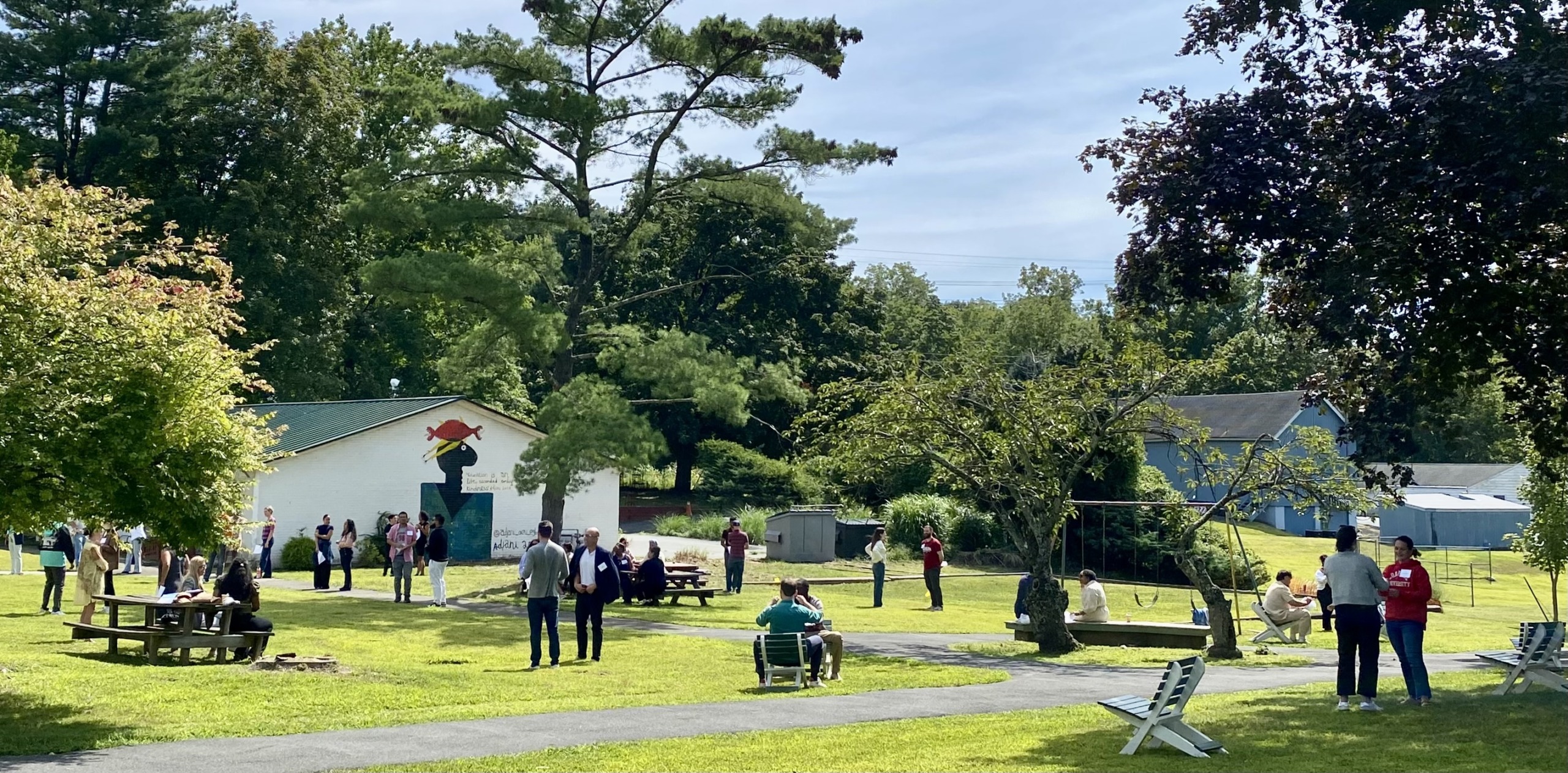 Coro NY Leadership Center 2025 Coro: NY Leadership Center pairing up in a training exercise outside of Evergreen Hall at the close of August