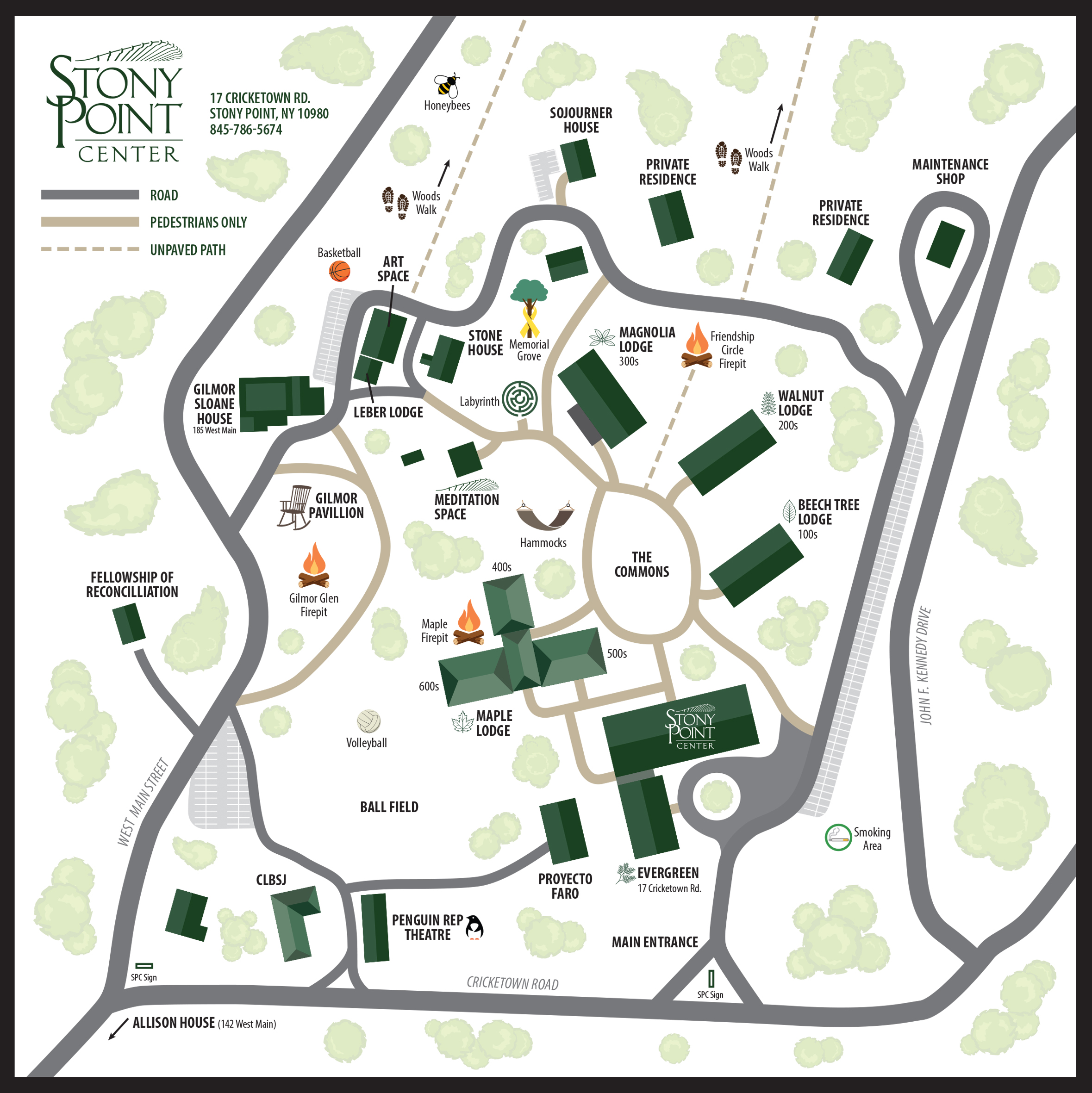 Aerial view of the Stony Point Center main campus