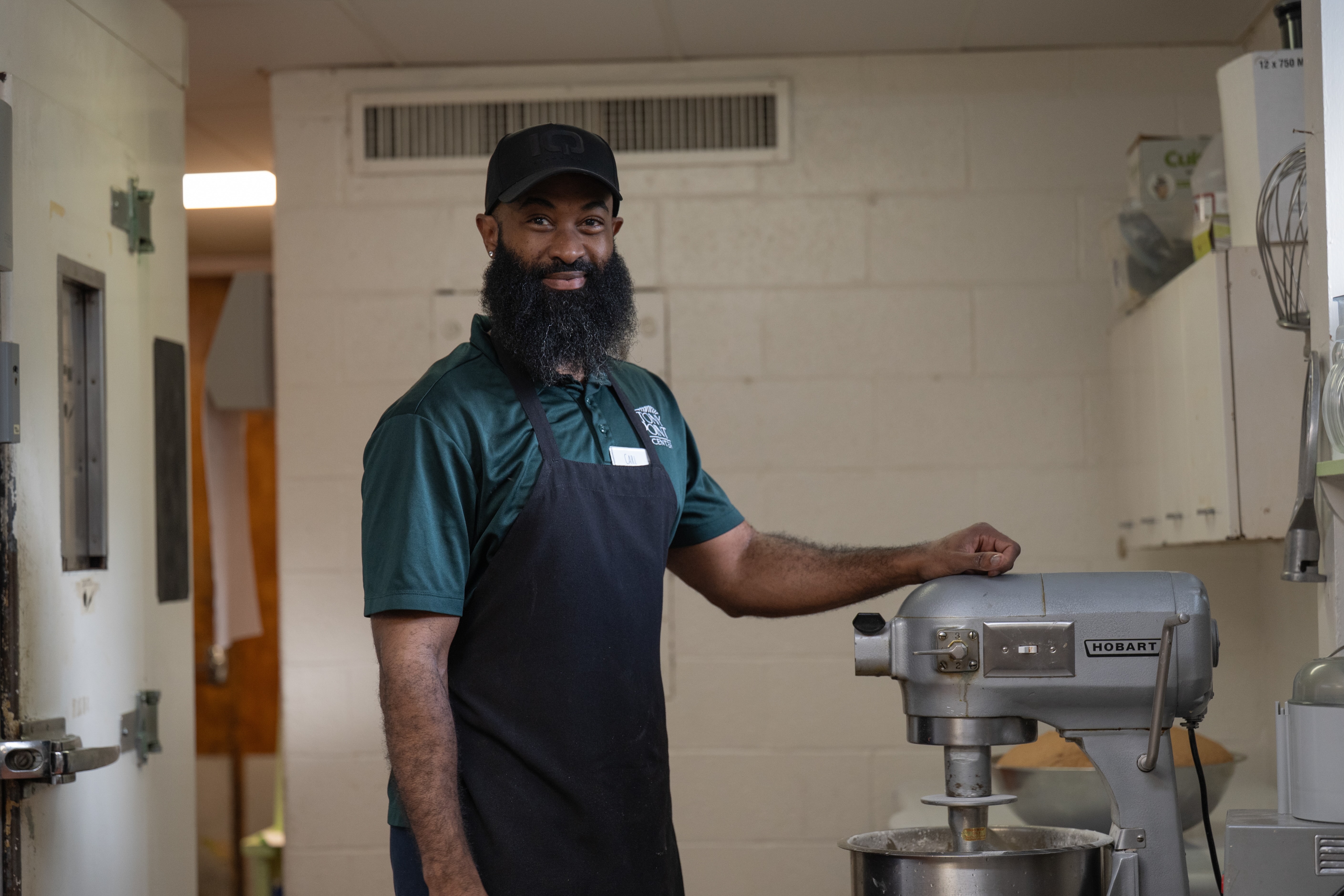 Stony Point Center chef by our large mixer